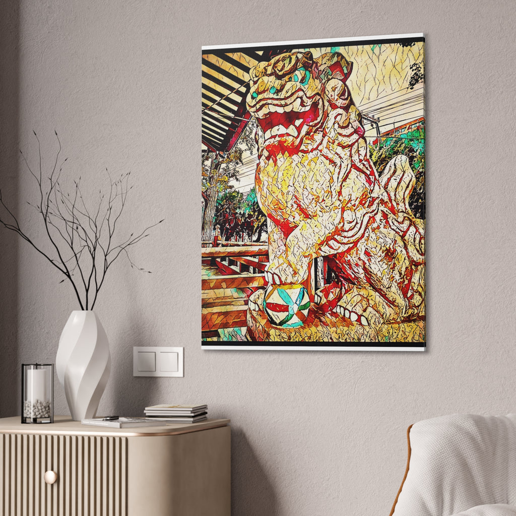 Lion and Ball Canvas Wall Art
