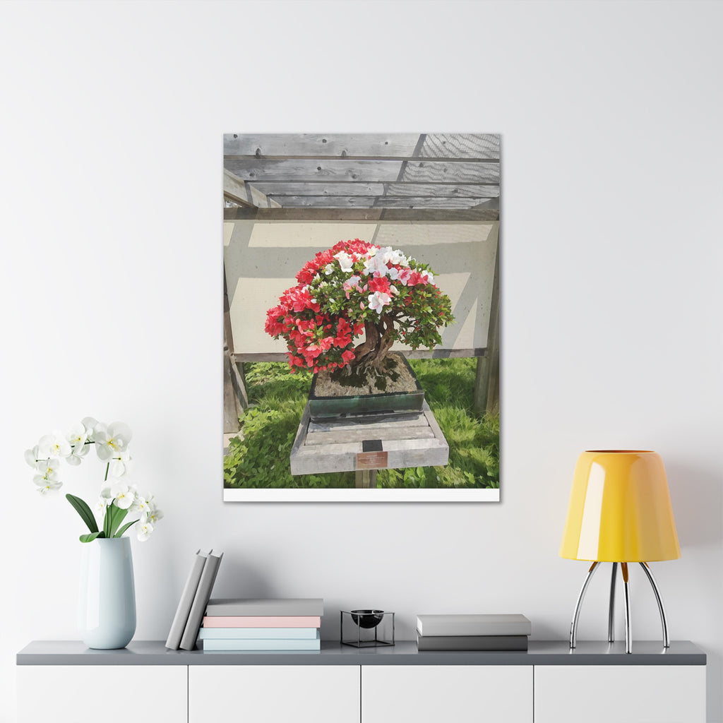 Bonsai Tree Red and White Canvas Wall Art