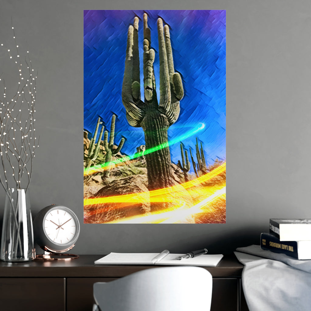 Cactus Light Trail Poster
